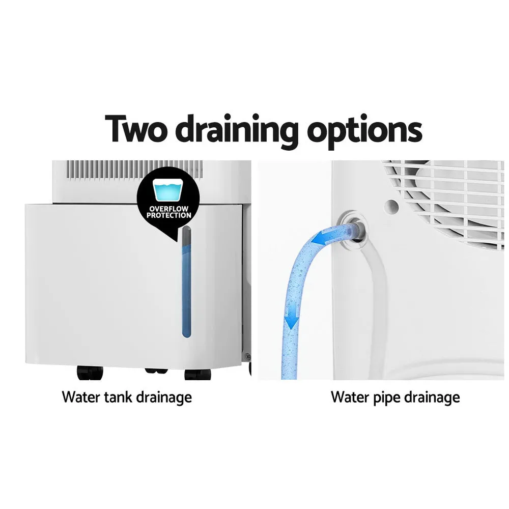 12L White Dehumidifier & Air Purifier, 2-in-1 Timer - Devanti