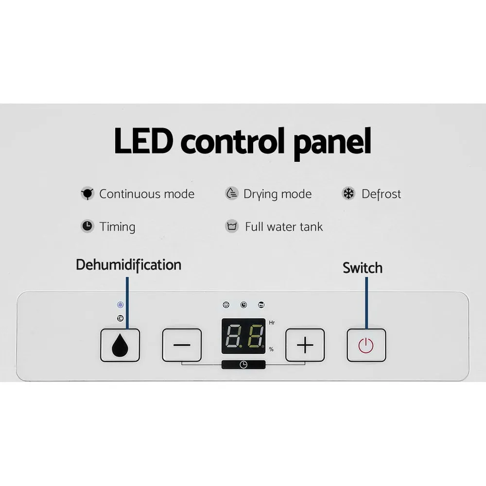 12L White Dehumidifier & Air Purifier, 2-in-1 Timer - Devanti