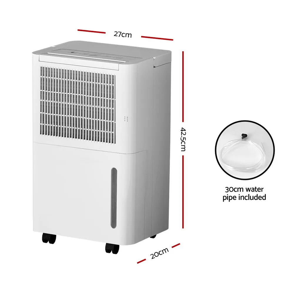 12L White Dehumidifier & Air Purifier, 2-in-1 Timer - Devanti