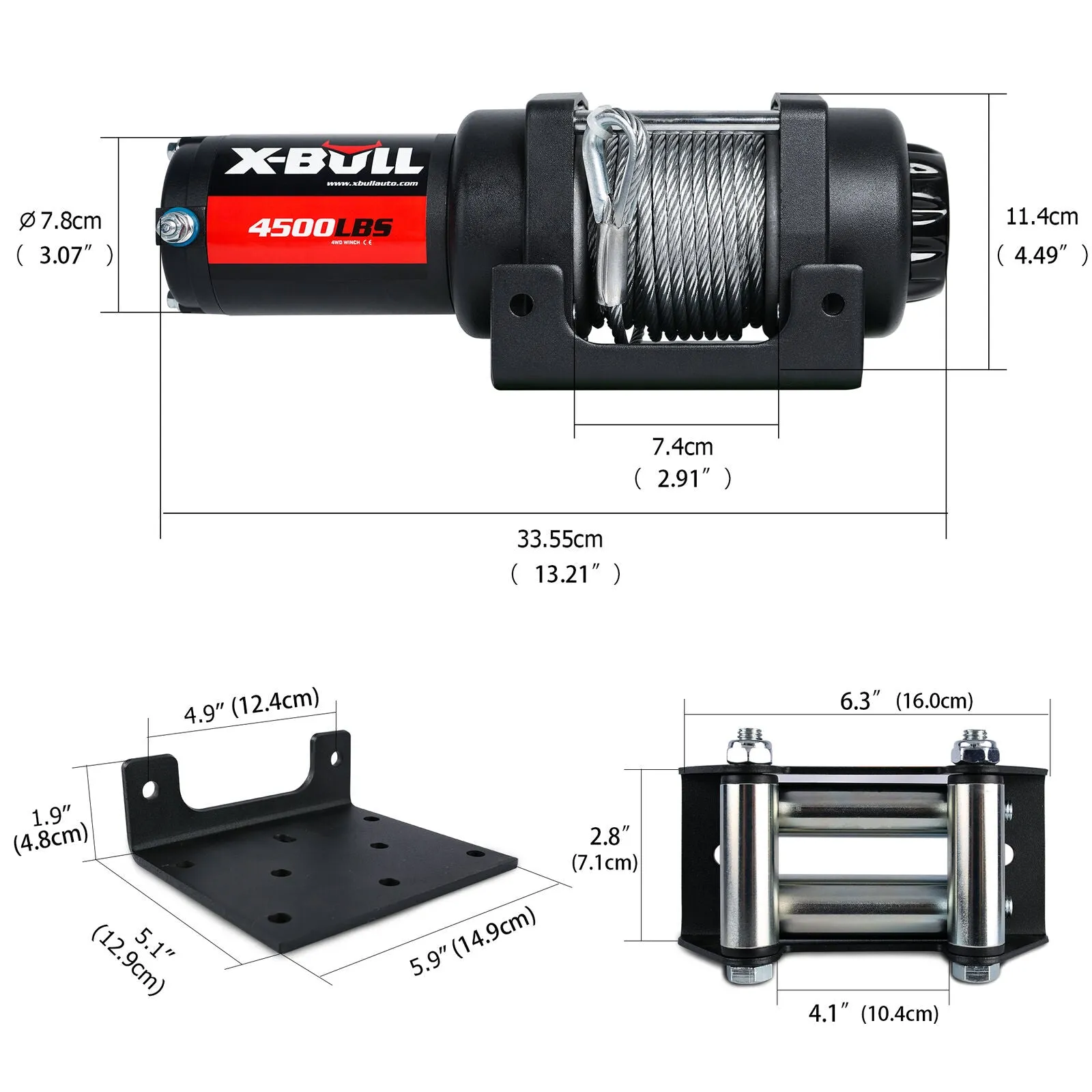 12V 4500LB Electric Winch w/ Steel Cable & Wireless Remote X-BULL