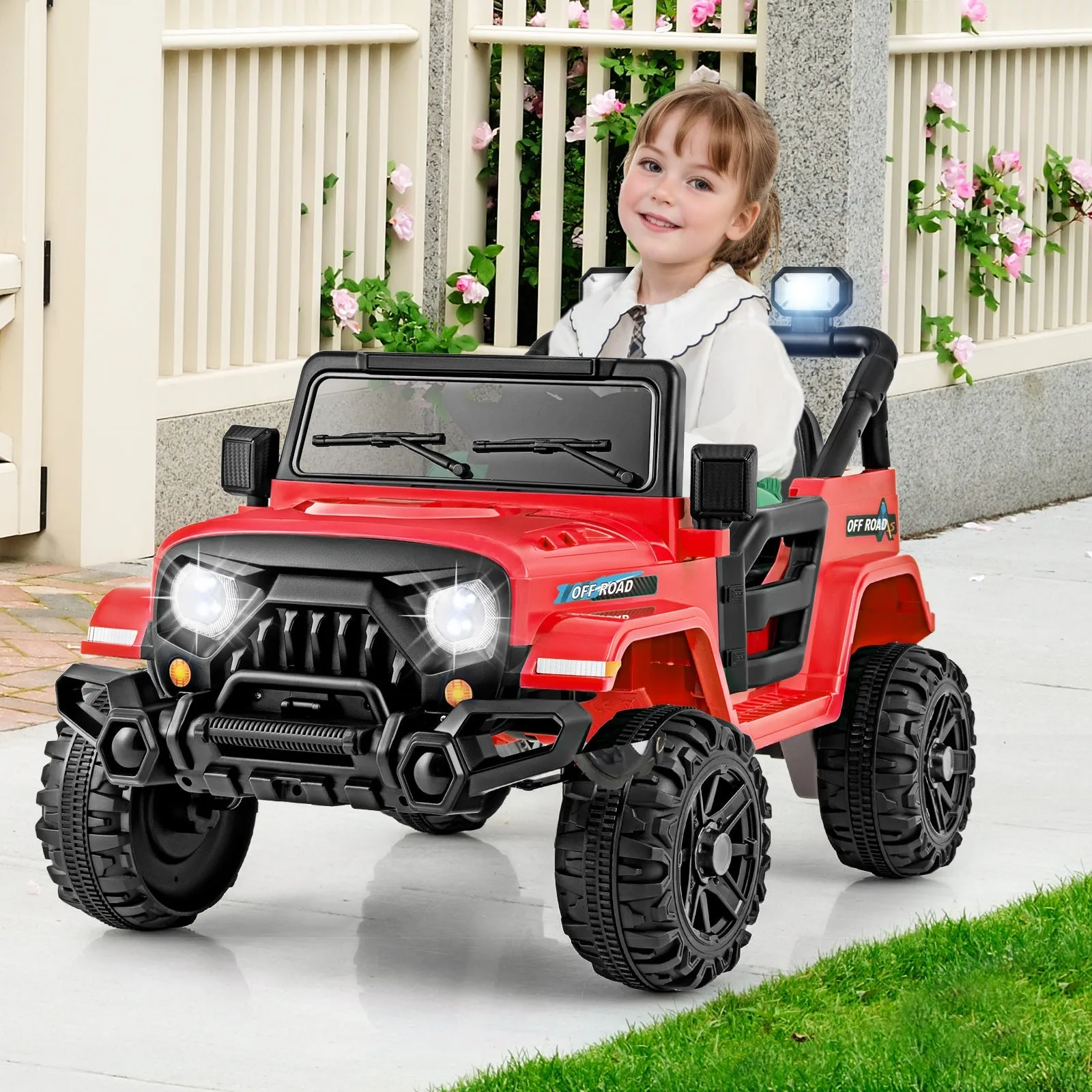 12V Kids Ride on Truck with Remote Control and 3 Speeds-Red