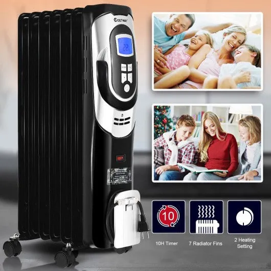 1500 W LCD 7-fin Timer Electric Oil Filled Radiator Heater