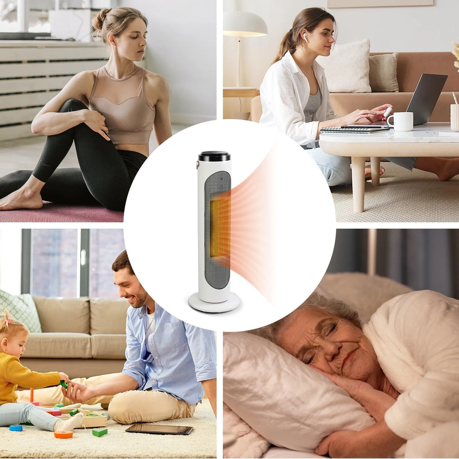 1500W Space Heaters PTC Oscillating Ceramic Heaters and Remote,24h Timer for Office Room Indoor