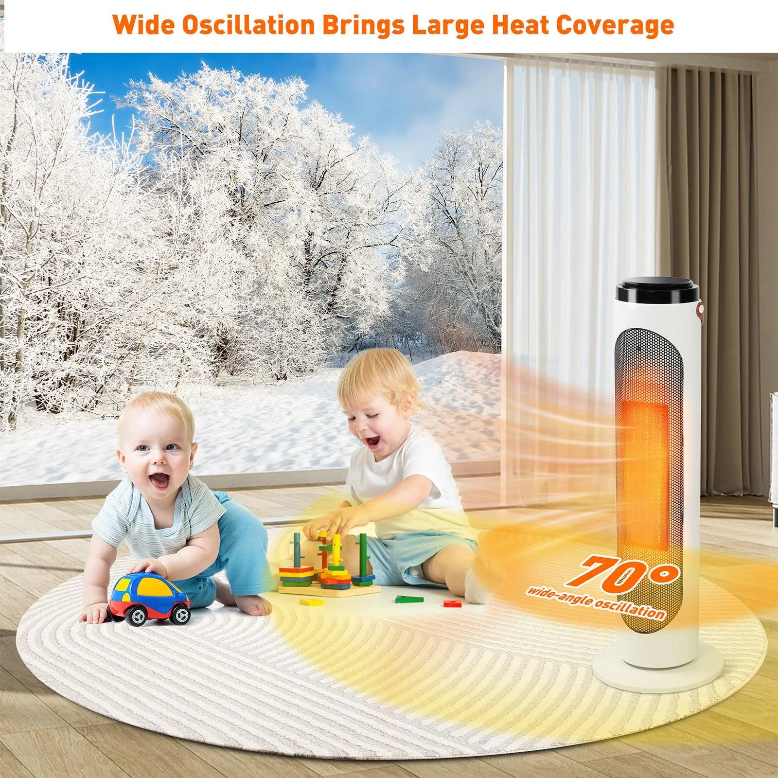 1500W Space Heaters PTC Oscillating Ceramic Heaters and Remote,24h Timer for Office Room Indoor