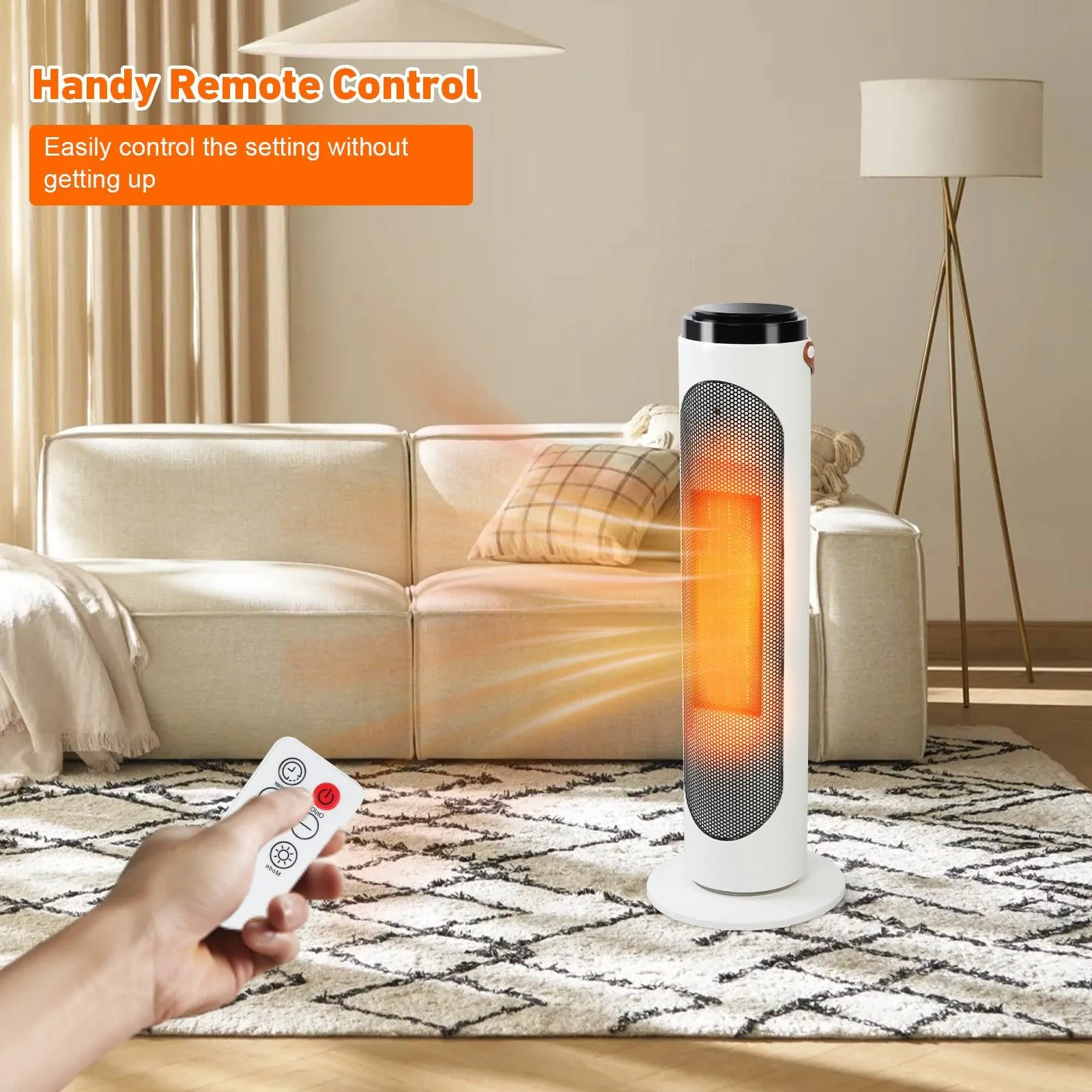 1500W Space Heaters PTC Oscillating Ceramic Heaters and Remote,24h Timer for Office Room Indoor