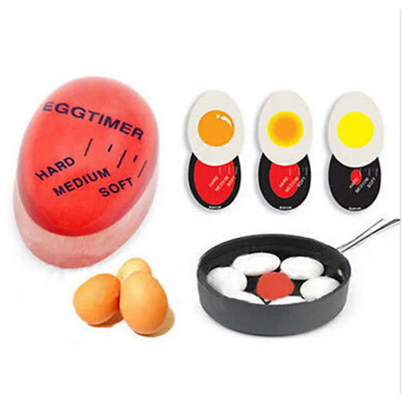 1pcs Egg Perfect Color Changing Timer Yummy Soft Hard Boiled Eggs Cooking Kitchen Eco-Friendly Resin Egg Timer Red timer tools