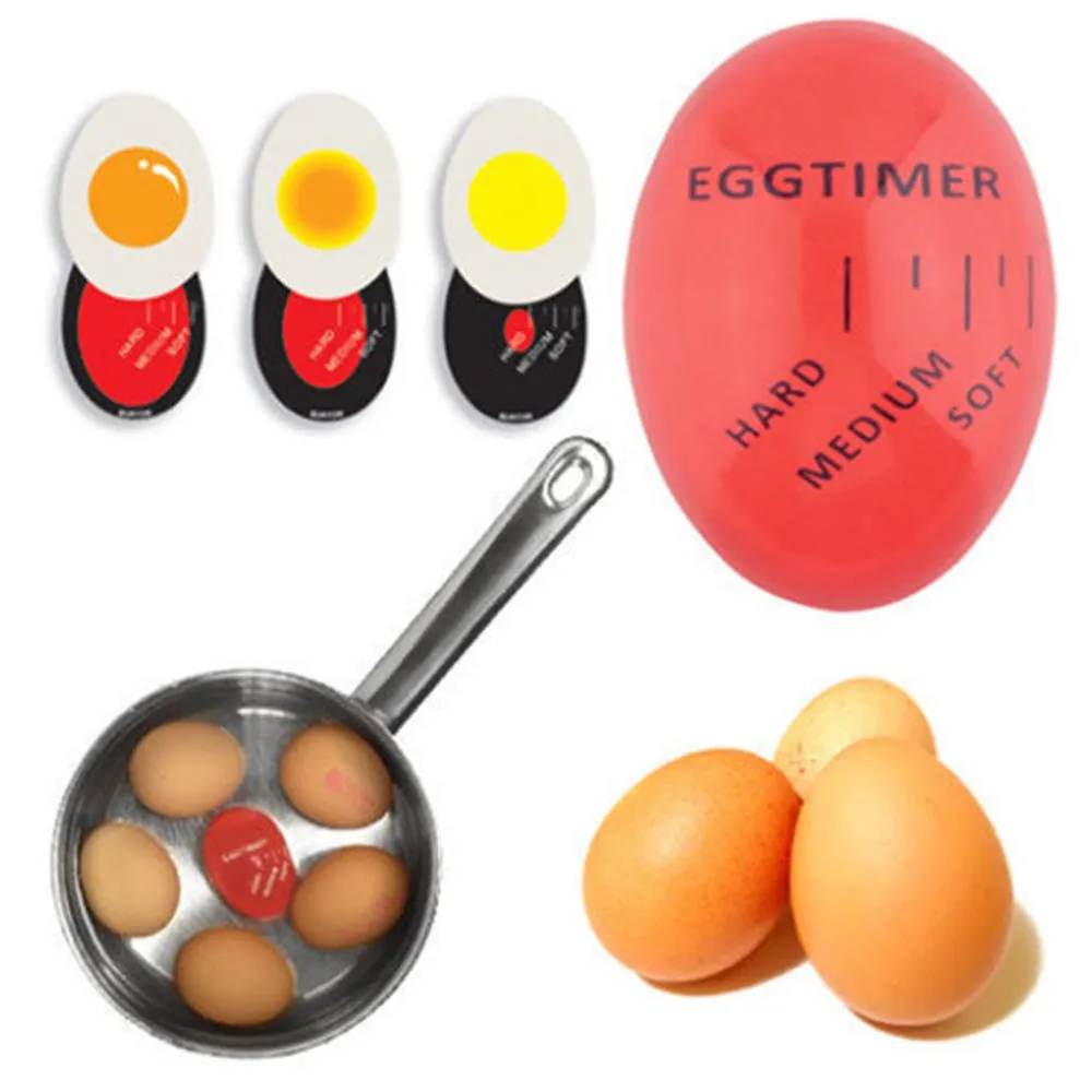 1pcs Egg Perfect Color Changing Timer Yummy Soft Hard Boiled Eggs Cooking Kitchen Eco-Friendly Resin Egg Timer Red timer tools