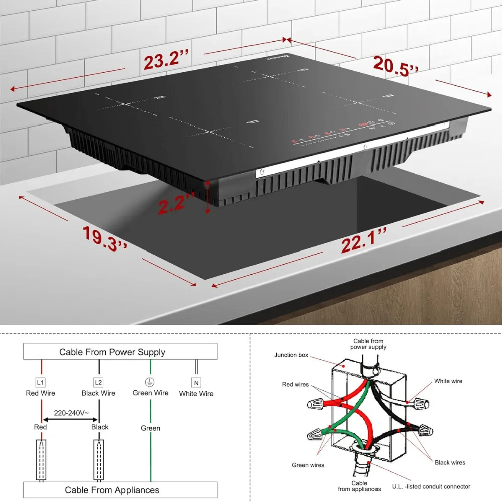 2 Piece Kitchen Appliances Packages 24" Induction Cooktop & 24" Electric Wall Oven