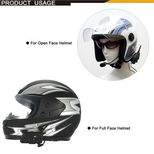 2 Sets V6-1200 Motorcycle Helmet Bluetooth Headset Intercom