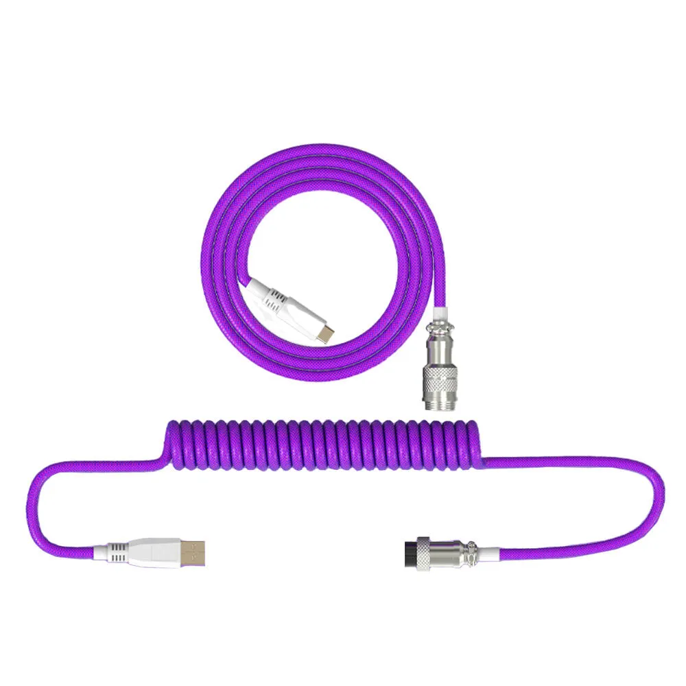 2.2m Mechanical Keyboard Coiled Cable DIY Handmade Woven/TPE Cable with USB Type-C Interface Data Cable