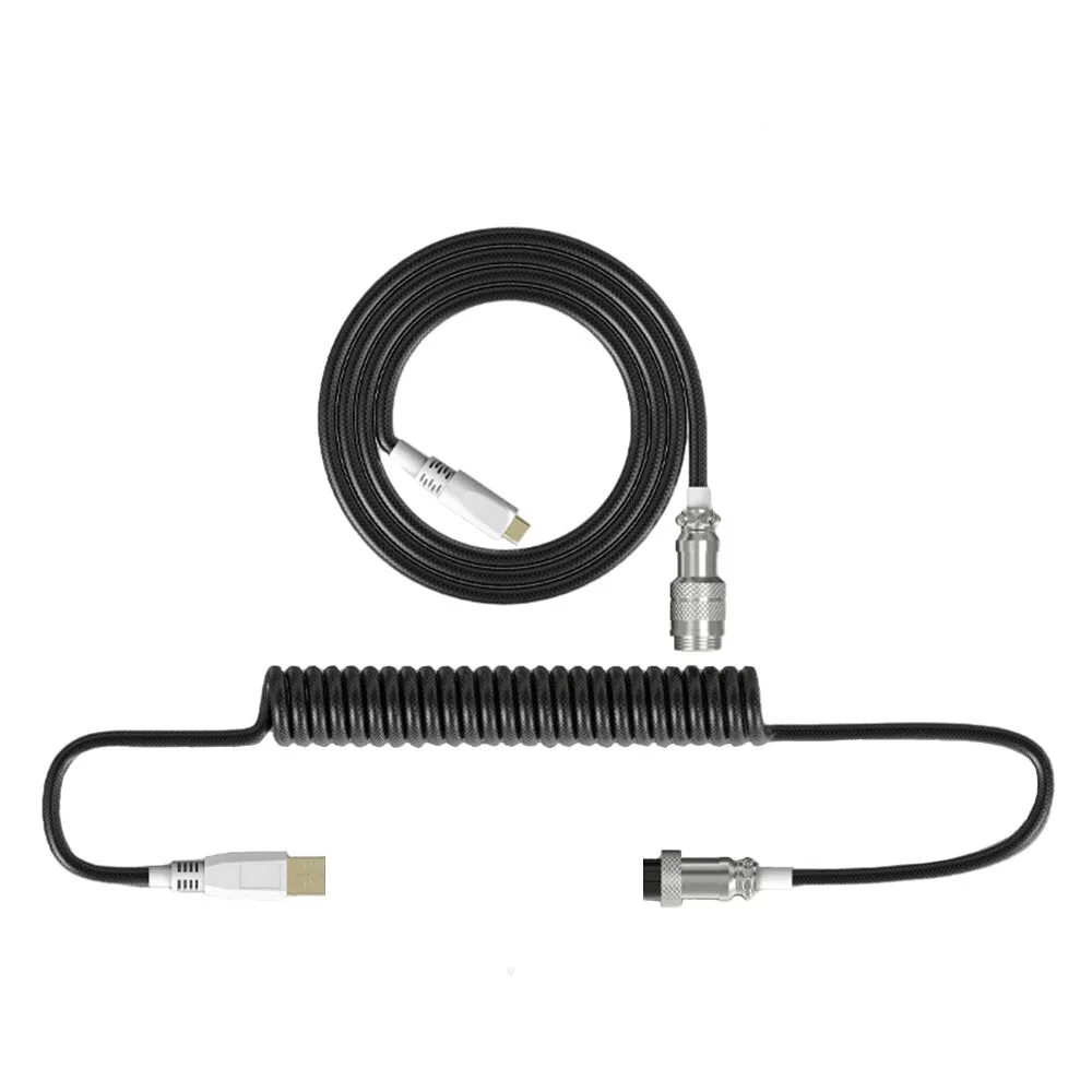 2.2m Mechanical Keyboard Coiled Cable DIY Handmade Woven/TPE Cable with USB Type-C Interface Data Cable