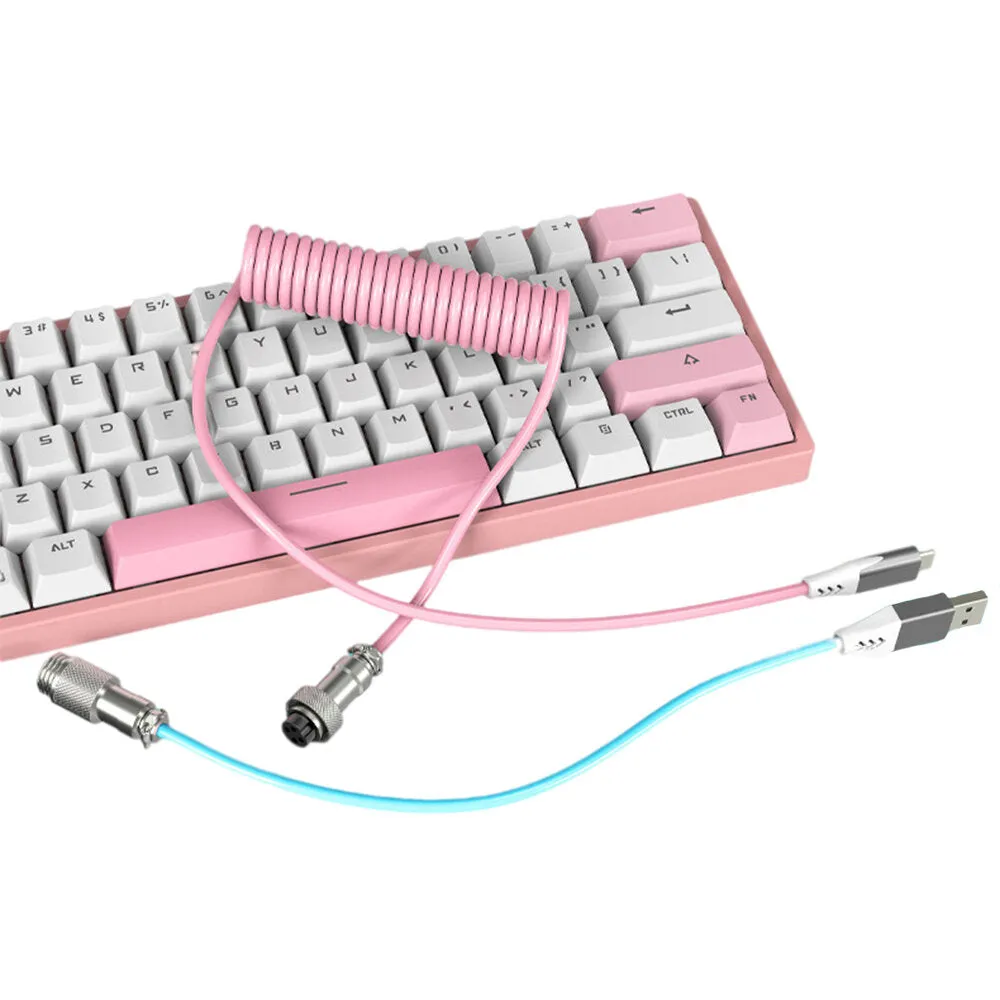 2.2m Mechanical Keyboard Coiled Cable DIY Handmade Woven/TPE Cable with USB Type-C Interface Data Cable