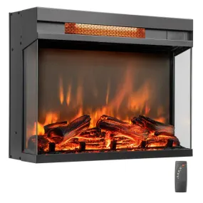 23-inch 3-Sided Electric Fireplace Insert with Remote Control-Black