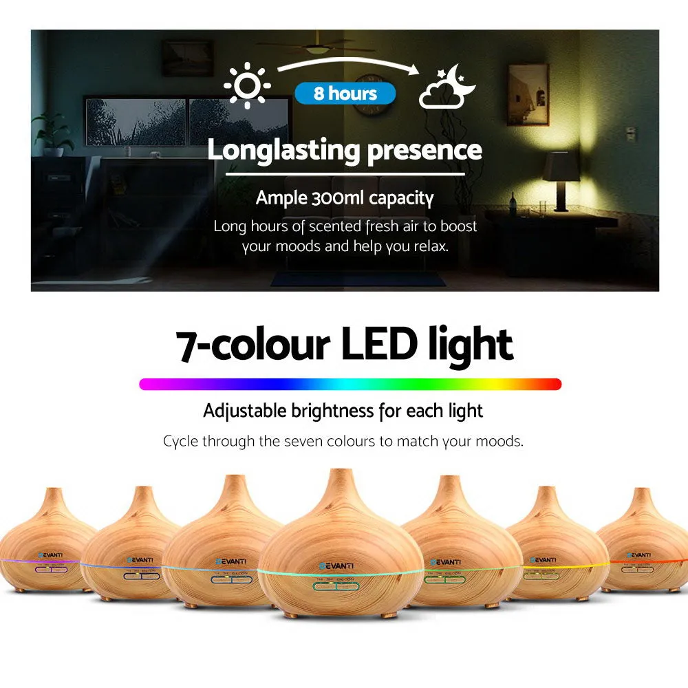 300ml 4 in 1 Aroma Diffuser - Light Wood