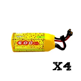 4 Packs CNHL Pizza Series 600mAh 14.8V 4S 120C Lipo Battery With XT30U