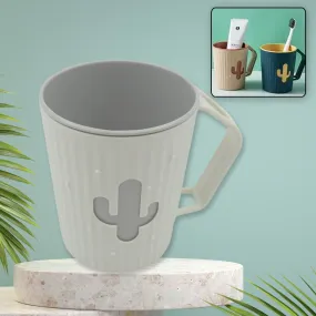 4291 Multi-Purpose Plastic Cactus Cup, Brushing Cup, Cactus Look Toothbrush And Toothpaste Holder Bathroom Cup Cartoon Bathroom Cup With Slot Handle Toothbrush Holder For Bathroom (1 Pc)