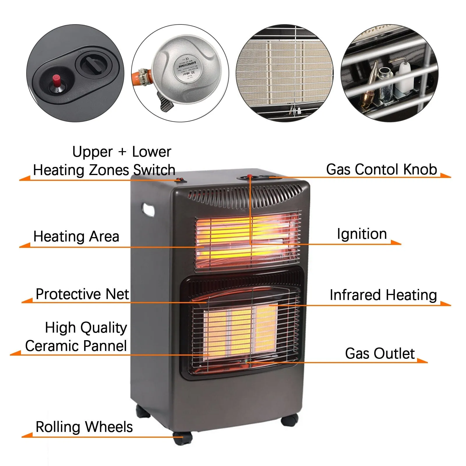 4.2KW Electric and Gas Heater Movable Tank Cabin with Ceramic Infrared Heater