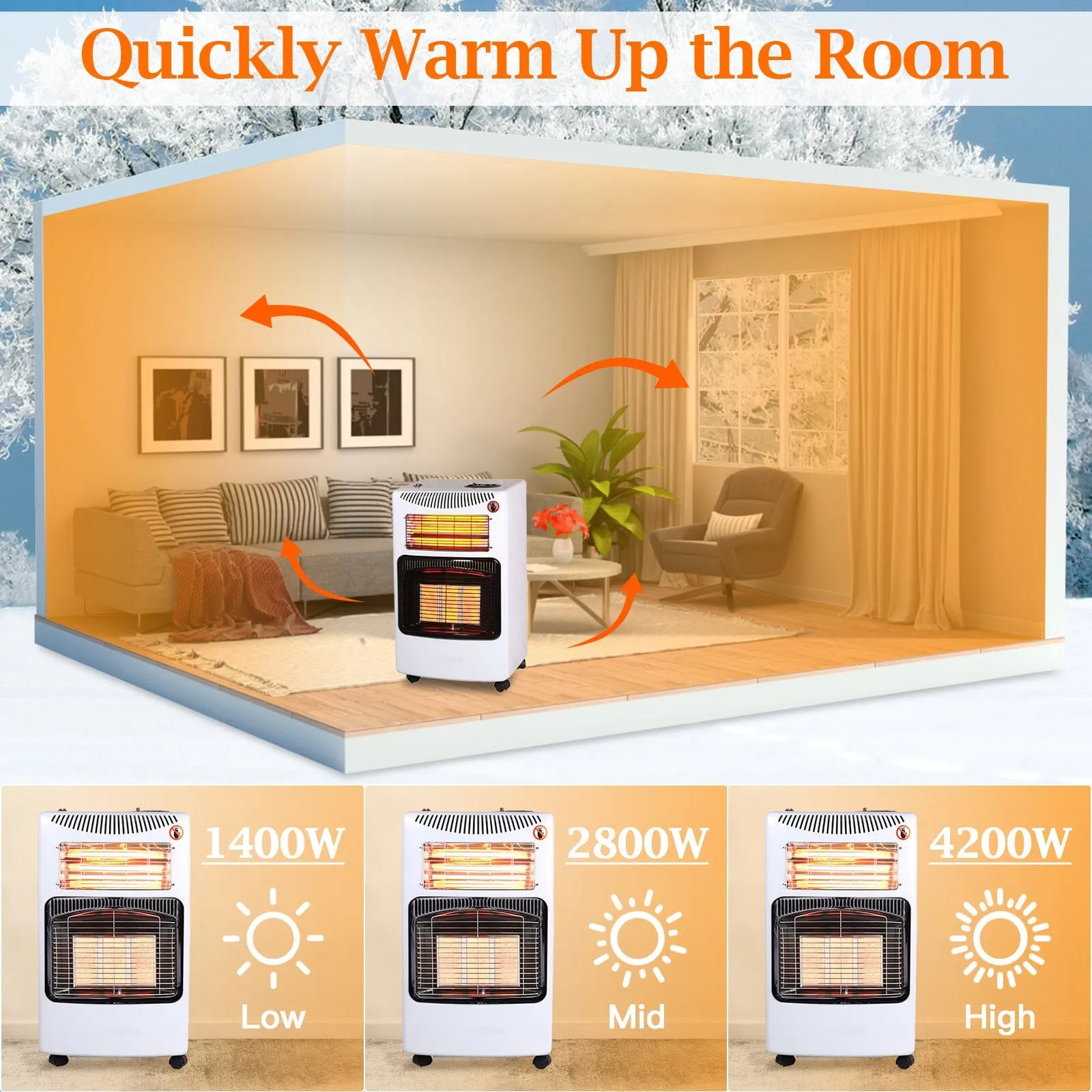 4.2KW Electric and Gas Heater Movable Tank Cabin with Ceramic Infrared Heater