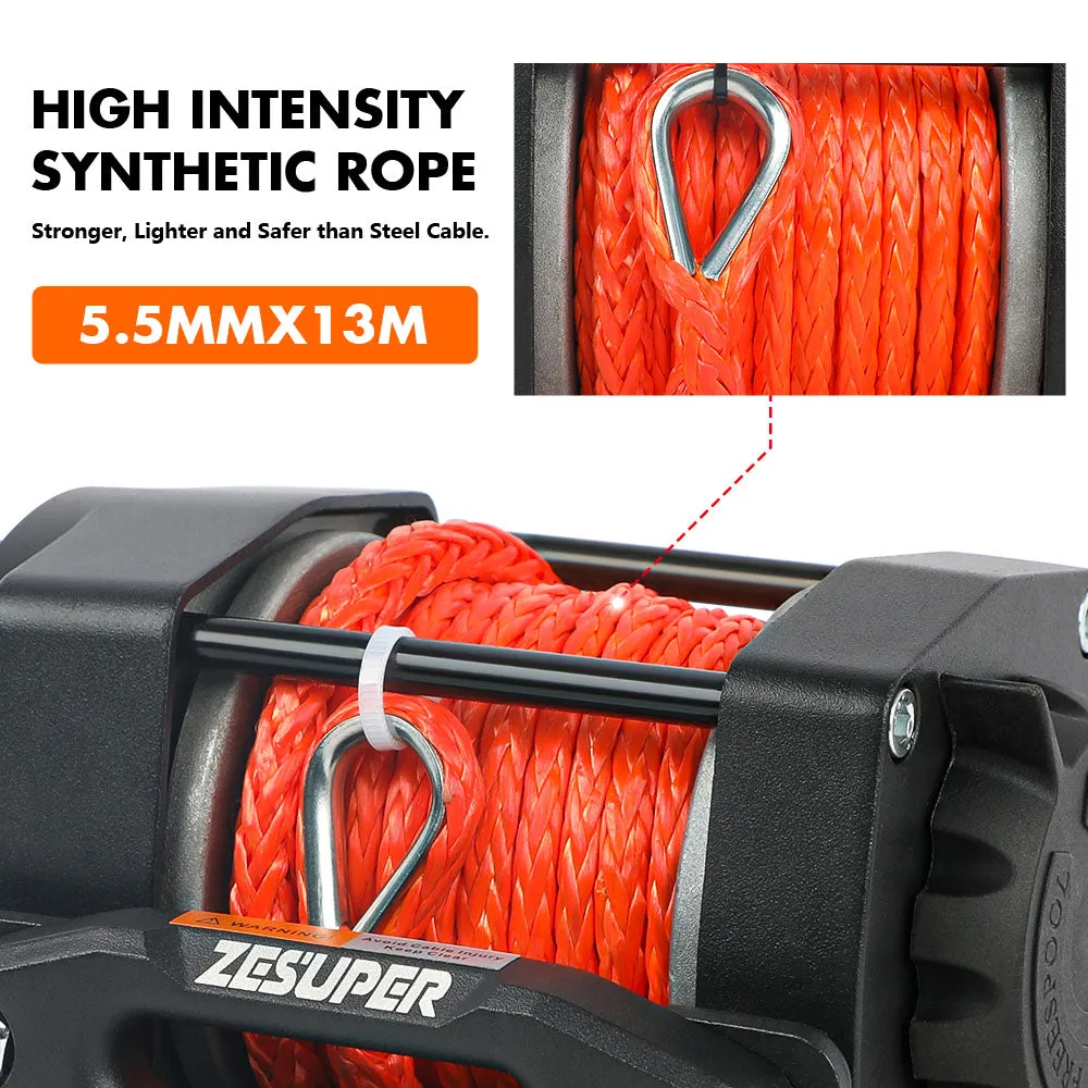 4500LB 12V Electric Winch with Synthetic Rope for ATV & Boat - ZESUPER