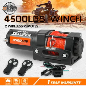 4500LB 12V Electric Winch with Synthetic Rope for ATV & Boat - ZESUPER