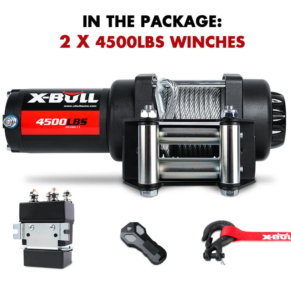 4500lbs Electric Winch 12V Pure Copper Motors Set of 2 X-BULL