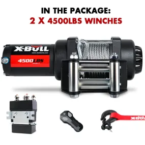 4500lbs Electric Winch 12V Pure Copper Motors Set of 2 X-BULL