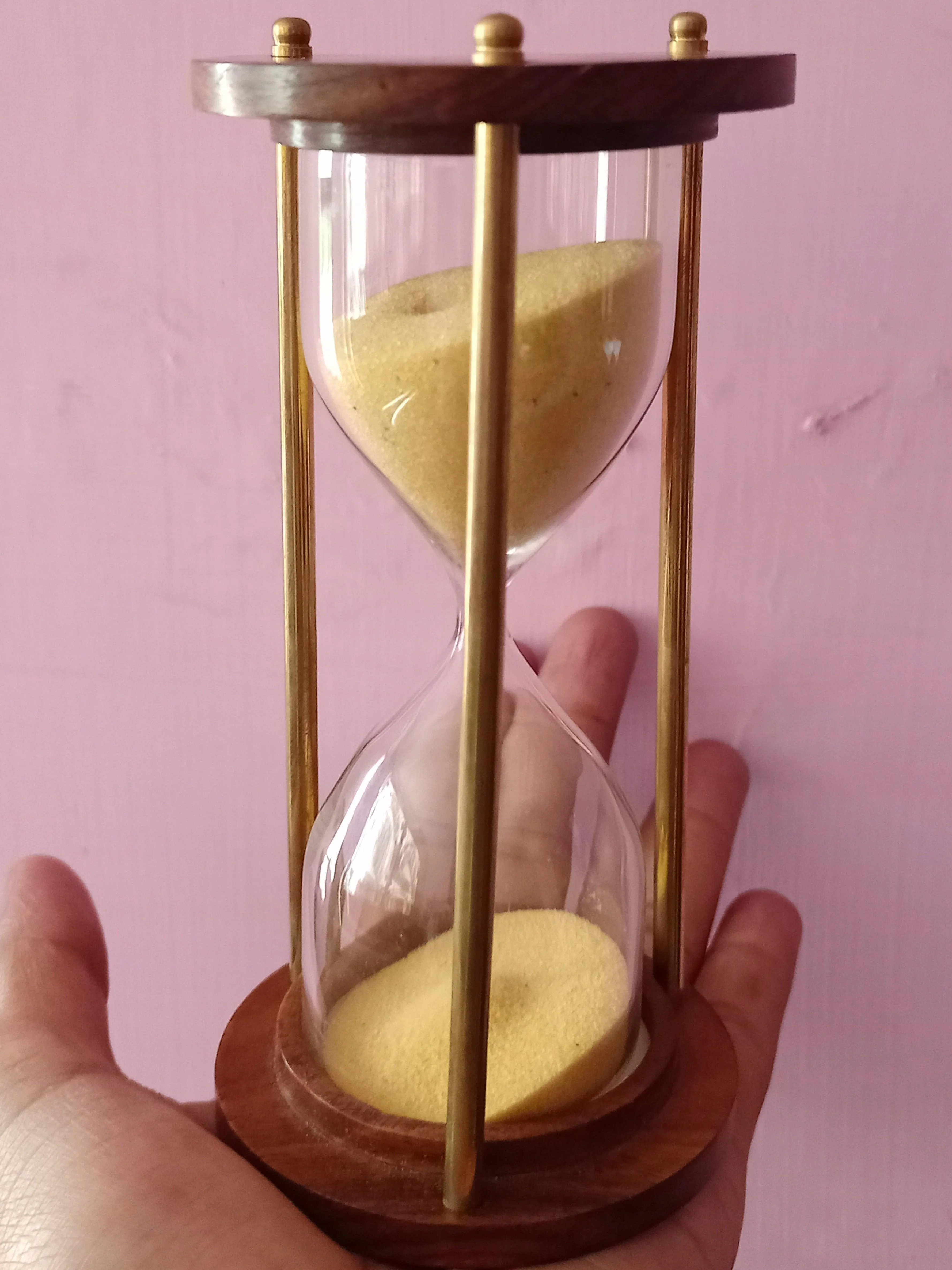 5 Minutes Brass And Wood  Sand Timer Hourglass