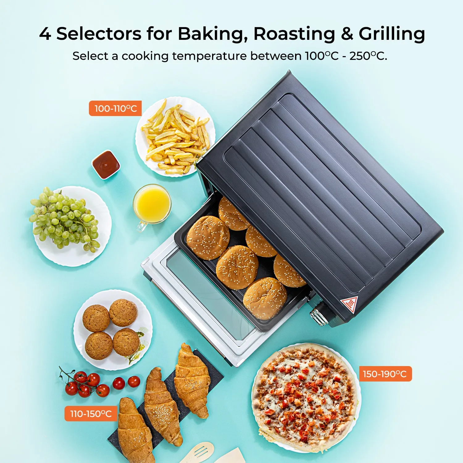 60L Electric Mini Oven Cooker & Grill With Rotisserie