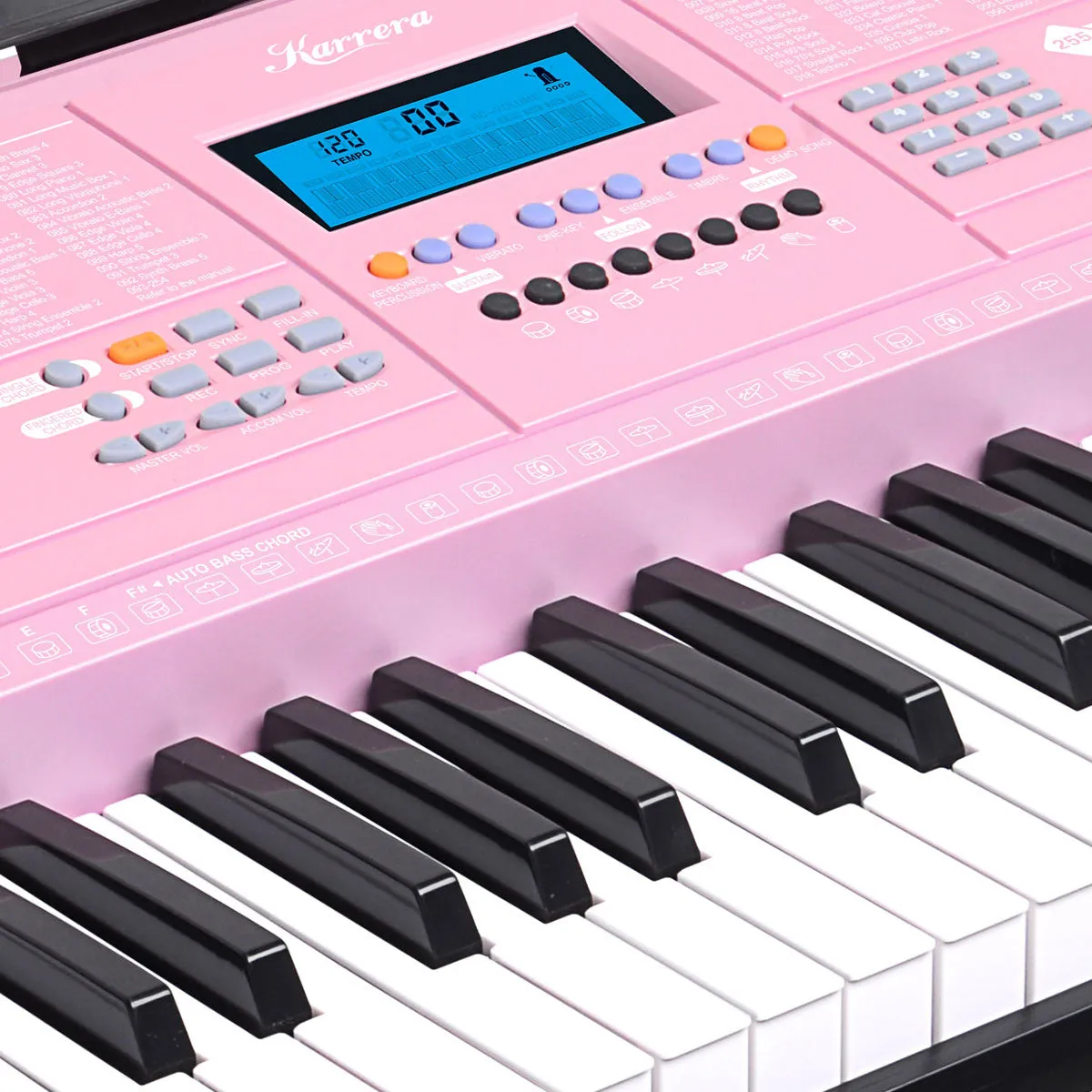 61-Key Pink Electronic Keyboard Piano with Stand, LCD Display