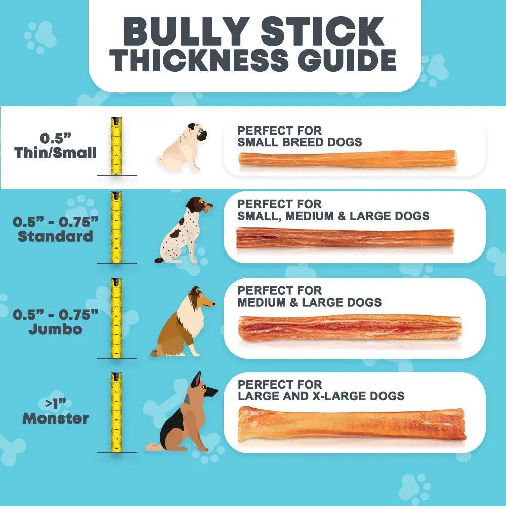 6" Thin Bully Sticks for Small & Medium Dogs