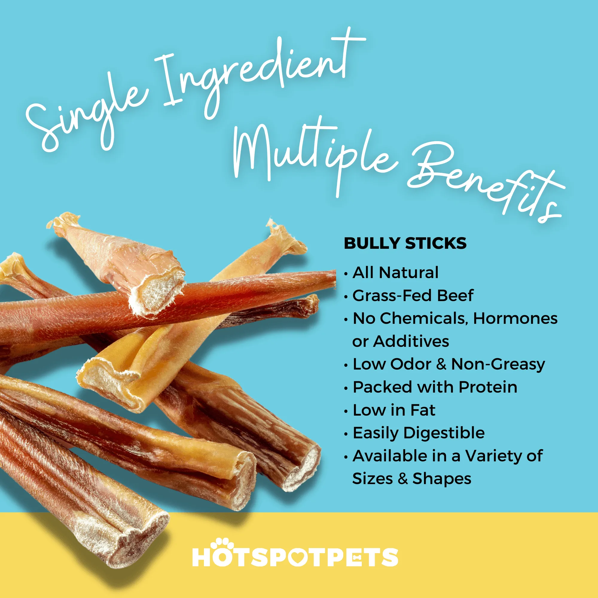 6" Thin Bully Sticks for Small & Medium Dogs