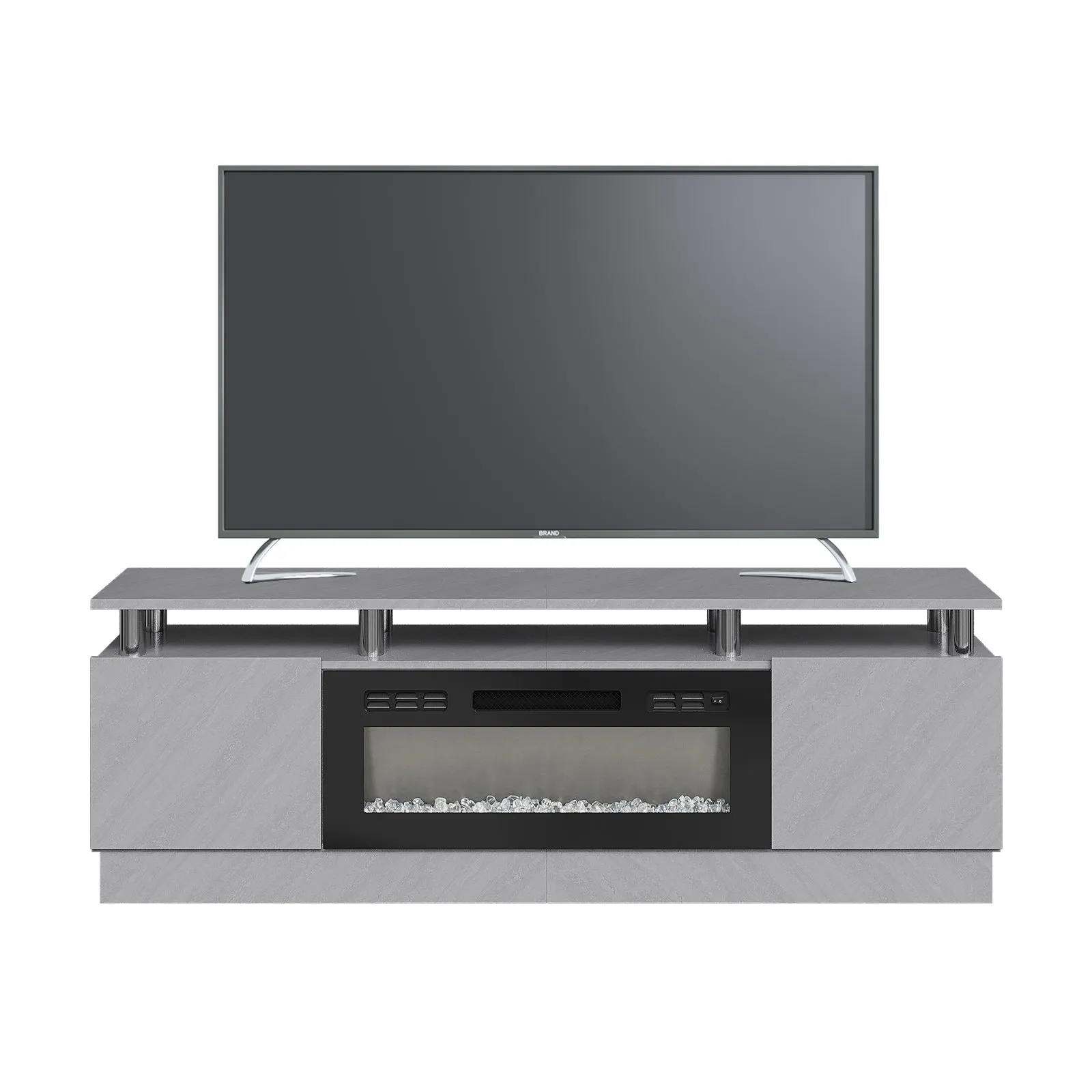 70"/80" 2 Tiers Luxury Modern High Gloss Fireplace TV Stand