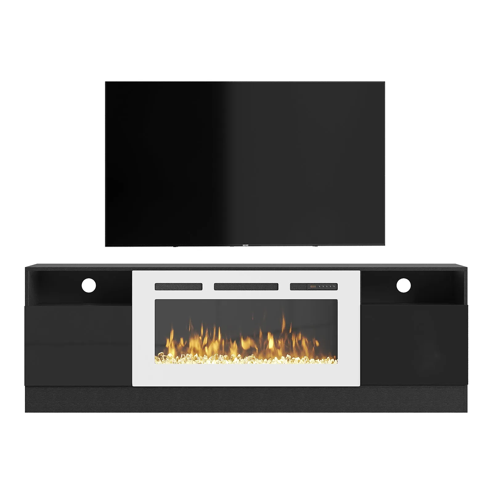 70"/80" Wood Texture Fireplace TV Stand with Storage Cabinet