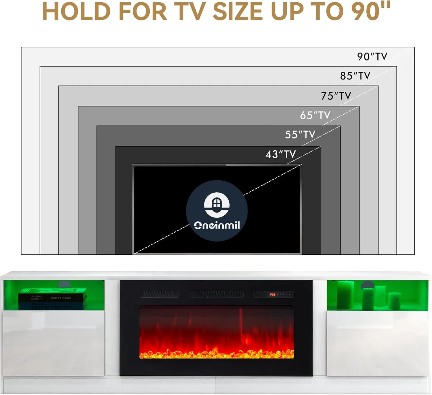 70"/80" Wood Texture Fireplace TV Stand with Storage Cabinet