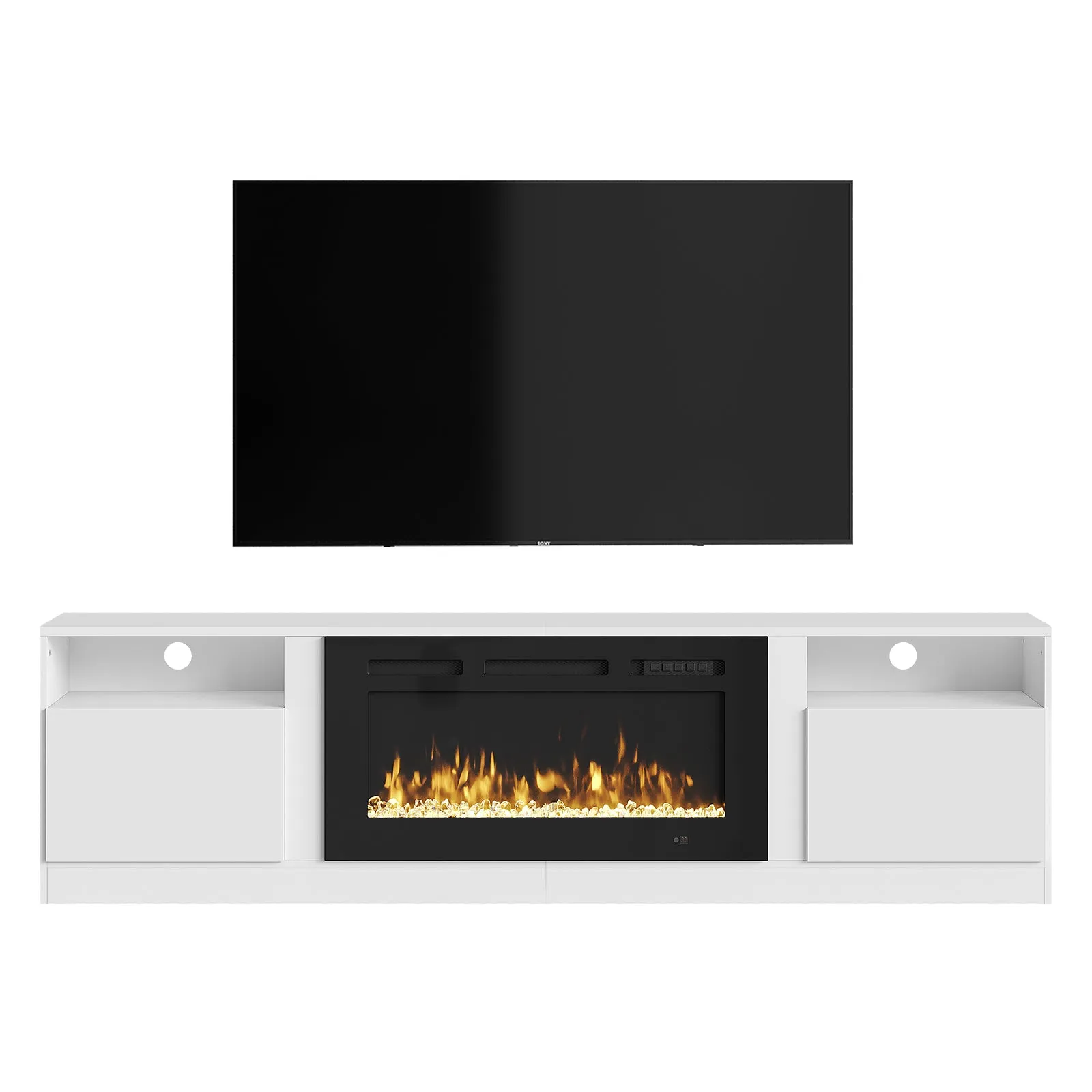 70"/80" Wood Texture Fireplace TV Stand with Storage Cabinet