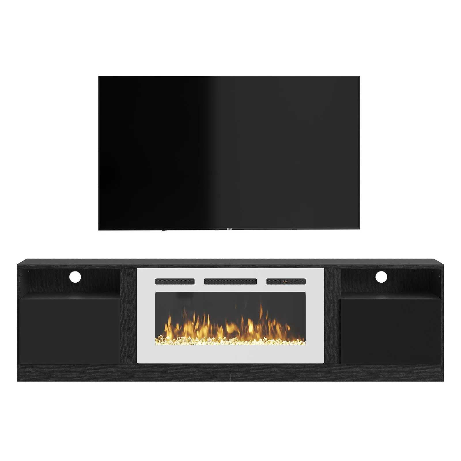 70"/80" Wood Texture Fireplace TV Stand with Storage Cabinet