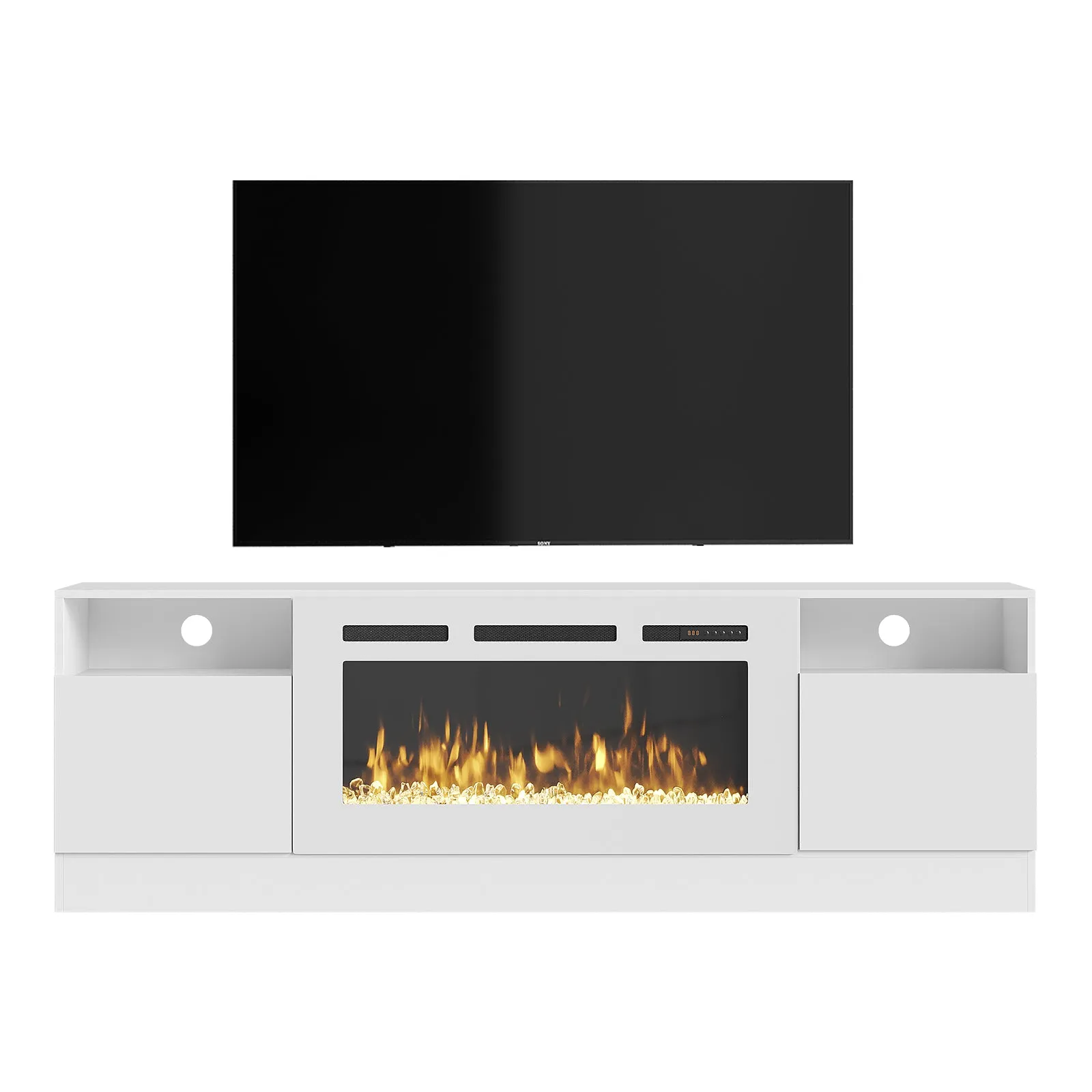 70"/80" Wood Texture Fireplace TV Stand with Storage Cabinet