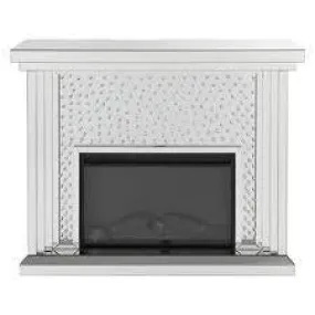 Acme Furniture Nysa Fireplace in Mirrored & Faux Crystals 90204