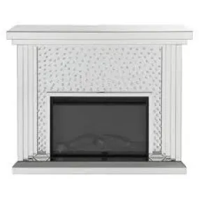 Acme Furniture Nysa Fireplace in Mirrored & Faux Crystals 90204