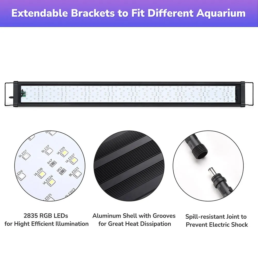 AquaBasik LED Aquarium Lights Plants Reef 44-55" Fish Tank RGBW