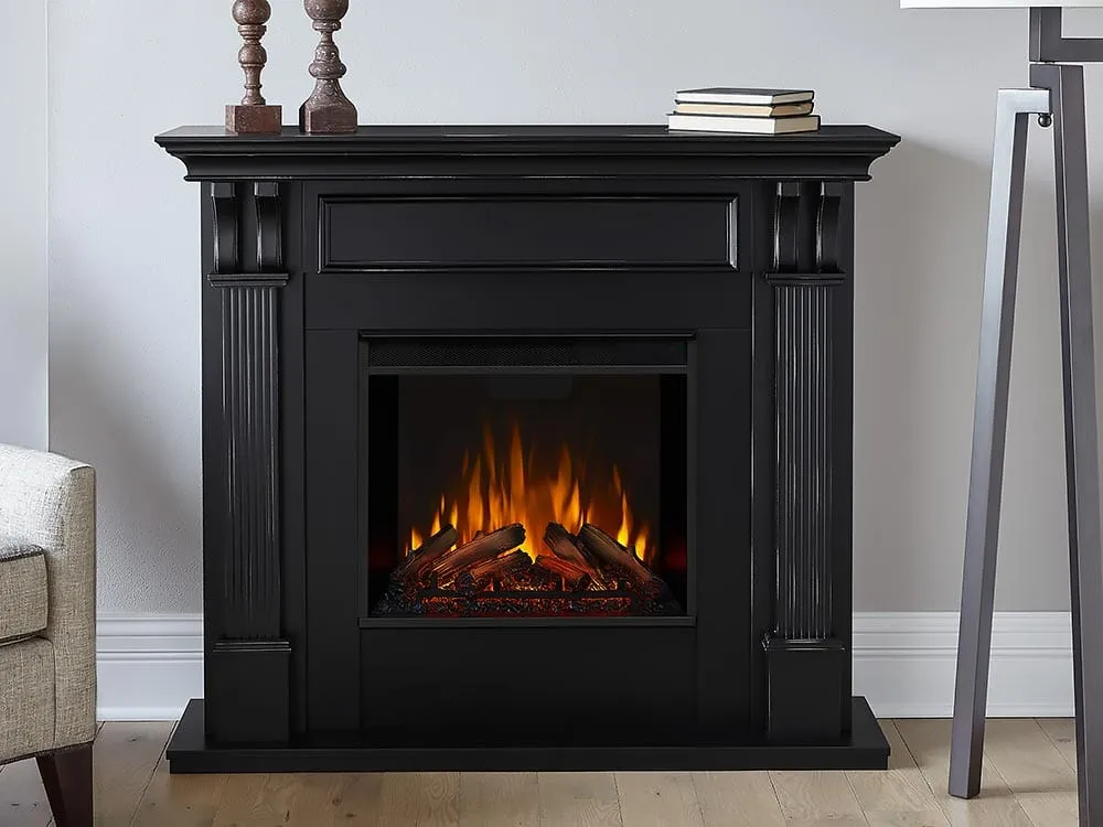 Ashley Electric Fireplace Mantel Package in Blackwash