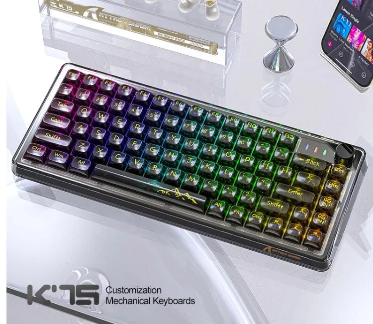 Attack Shark K75RGB Wireless Mechanical Bluetooth Transparent Gasket Hot Plug Keyboard