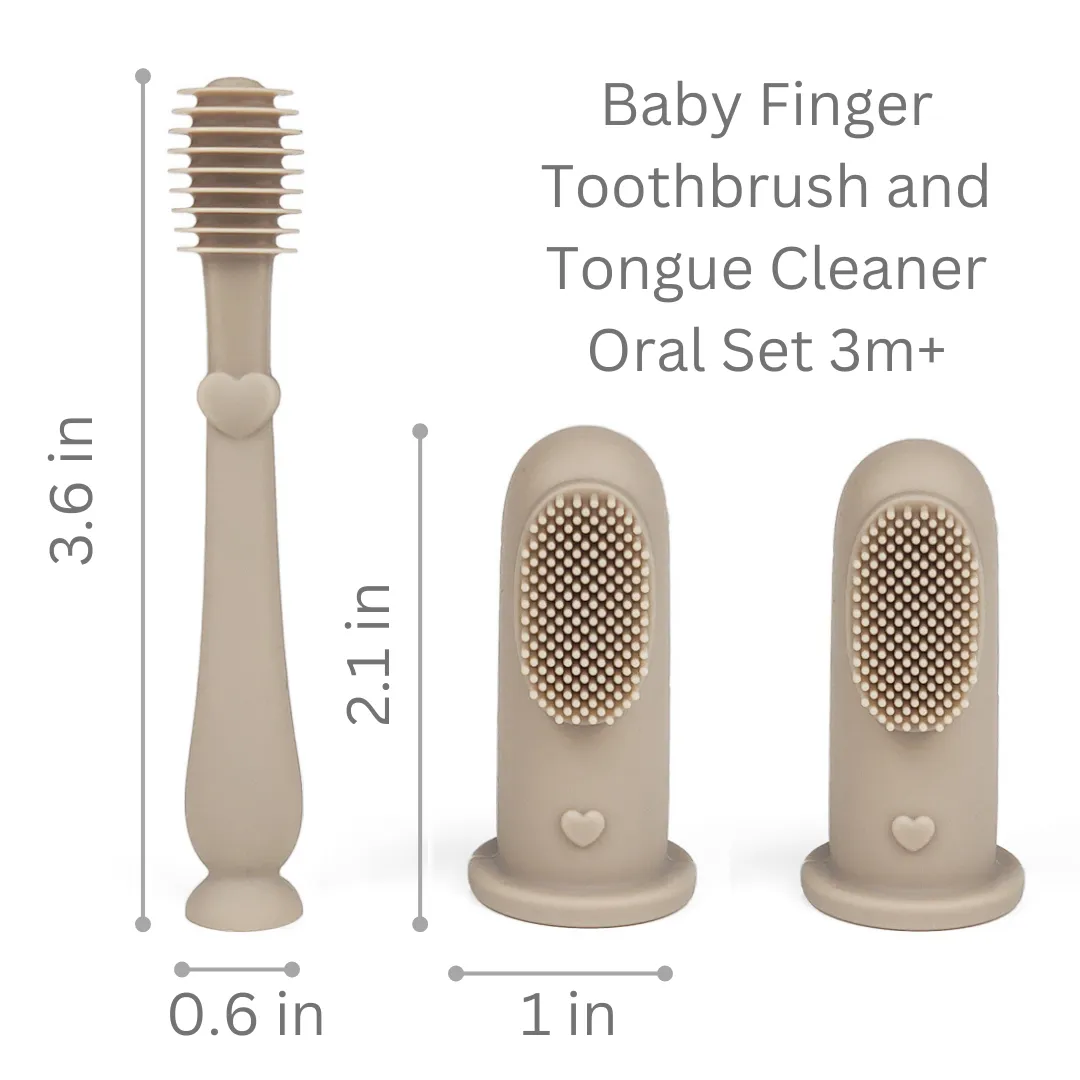 Baby Finger Toothbrush & Tongue Cleaner Oral Set 3m  (Sand)