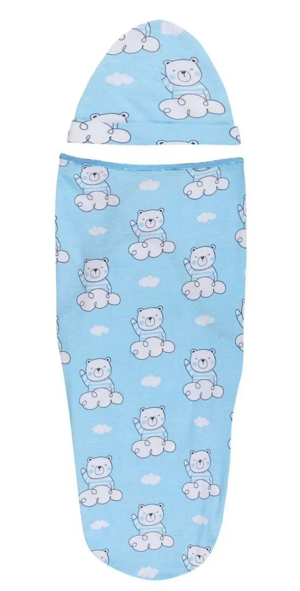 Baby Swaddle Blanket and Cap Set- Hello Bear