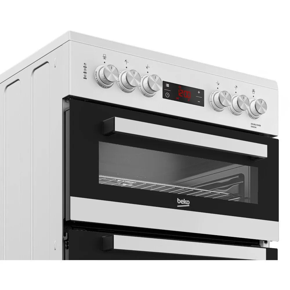 Beko EDC634W 60cm Double Oven Electric Cooker with Ceramic Hob - White