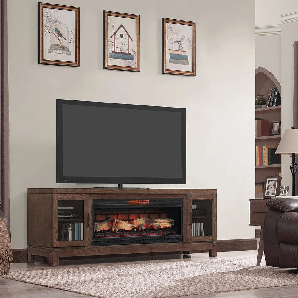 Berkeley 76-In Infrared Electric Fireplace TV Stand in Spanish Gray