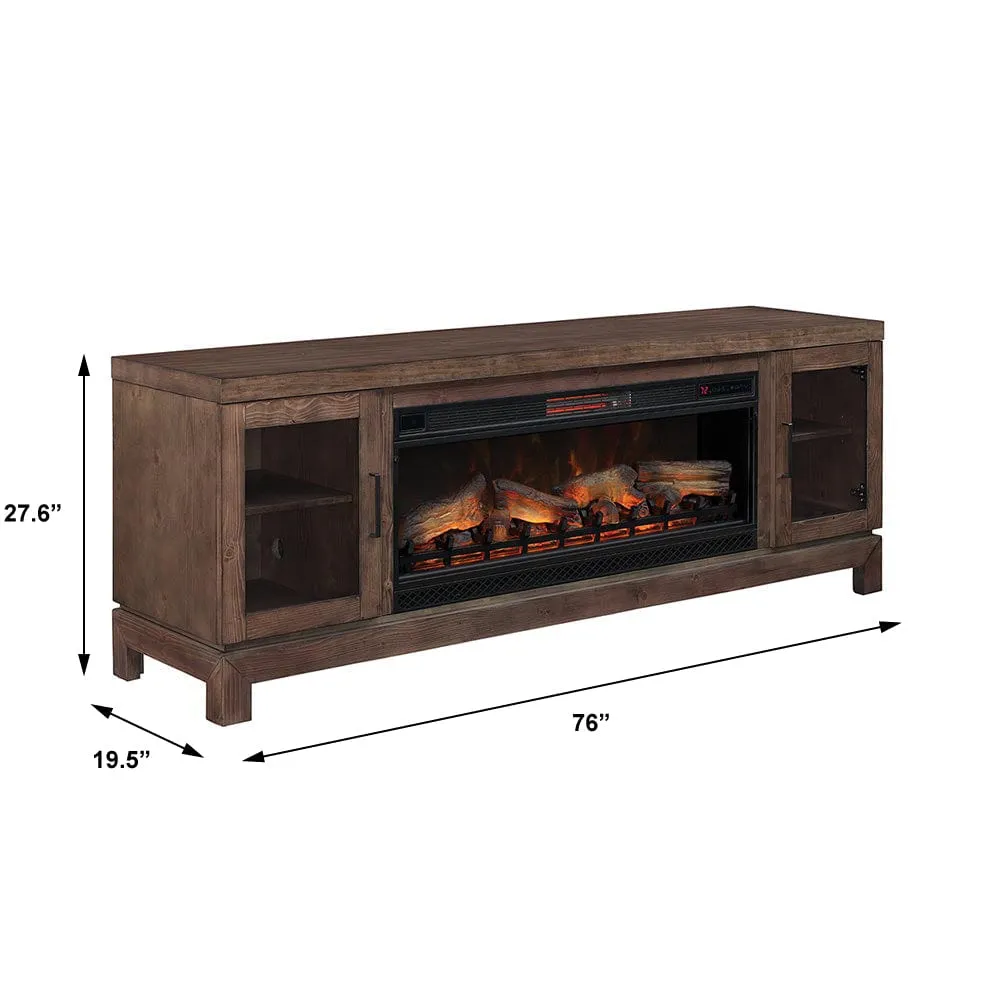 Berkeley 76-In Infrared Electric Fireplace TV Stand in Spanish Gray