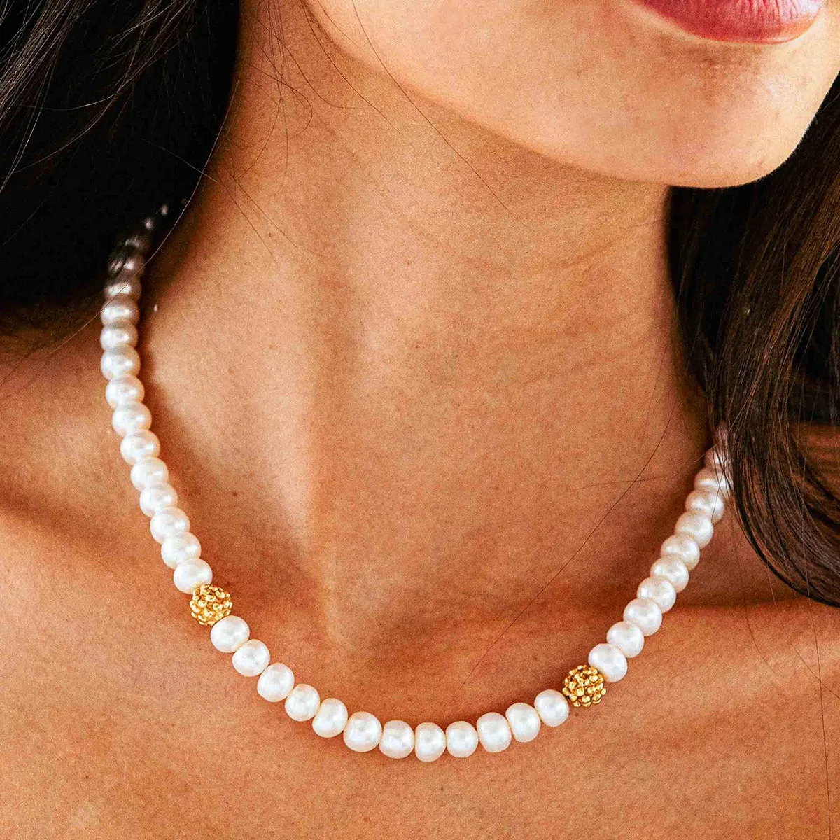 Berry Single Strand Necklace, 16" 2'' - Pearl