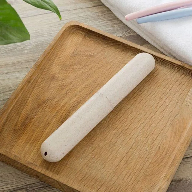 Biodegradable Wheat Straw Bioplastic Toothbrush with Portable Storage Box