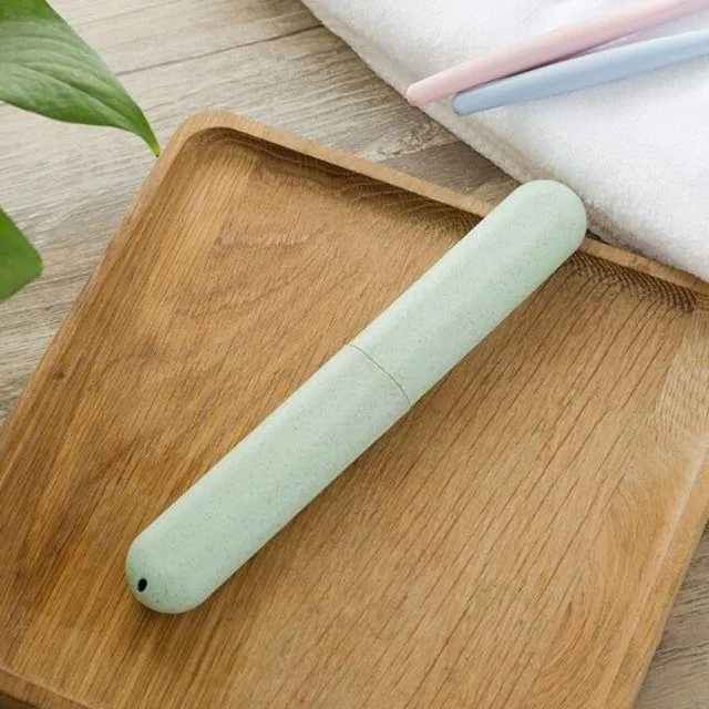 Biodegradable Wheat Straw Bioplastic Toothbrush with Portable Storage Box